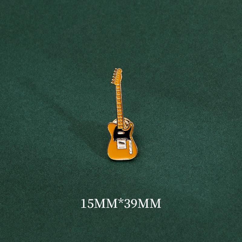 Funny Musical Instrument Guitar Brooch Kpop Rock Music Band Enamel Pins Metal Lapel Badges Fashion Jewelry Gift for Kids Friends yellow