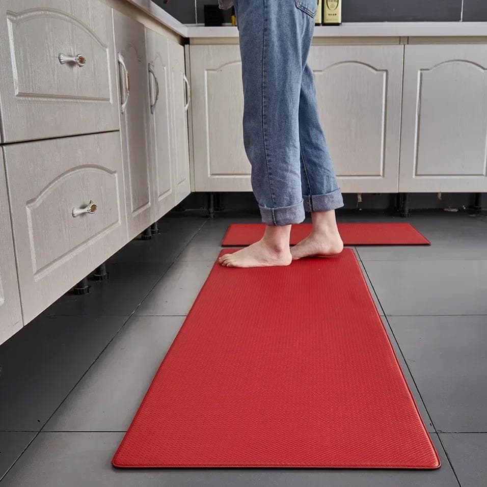 PVC Washable Kitchen Mat Gray Vinyl Non-slip Carpet Waterproof Oilproof Long Rug For Floor Balcony Laundry Room Entrance Doormat 45x180cm