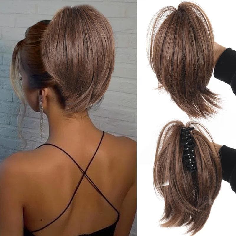 Synthetic Messy Bun Hair Piece Scrunchies for Women Straight Chignon Ponytail Clip in Hair Extensions Tousled Updo 15CM