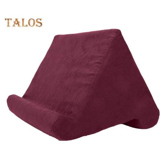 Sponge Pillow Tablet Holder Multi-Angle Reading Stand Cushioned Reading Pillow for Tablet Mobile Phone Bed Couch Use wine red
