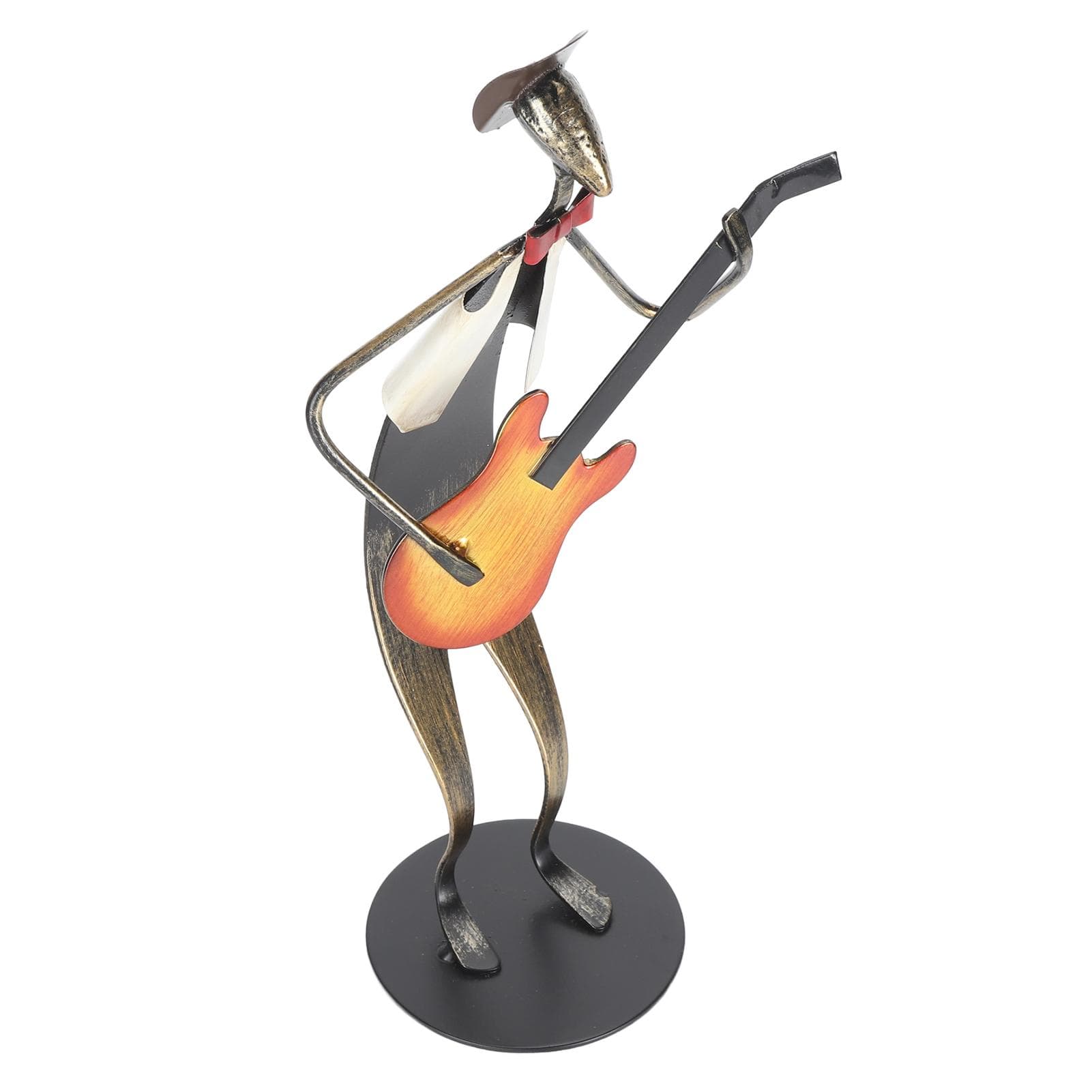 Guitar Player Statue Desktop Decor Realistic Lifelike Matte Surface Metal Guitar Musician Sculpture