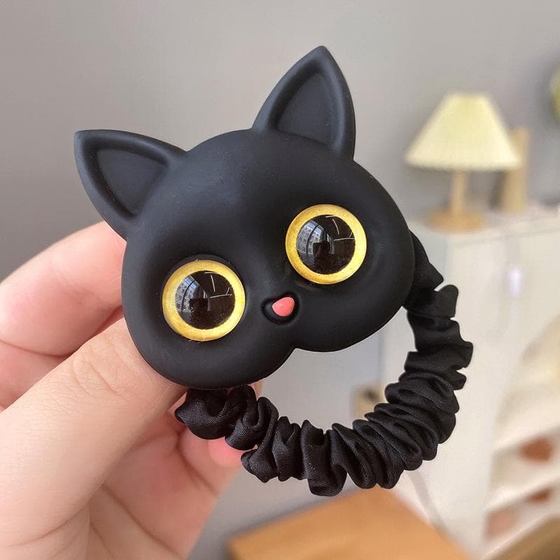 Women Cute Cat Hair Ties Rubber Bands Elastic Hair Bands Korean Headwear Children for Girls Lovely Hair Accessories Ornaments black