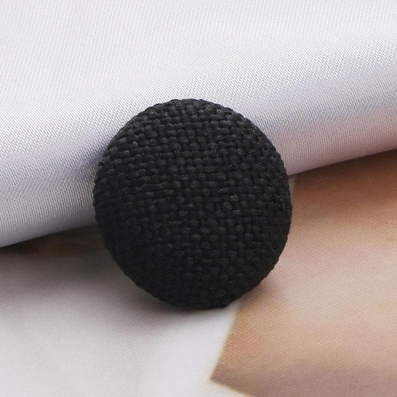 10Pcs Dress Shirt Round Clothing Diy Metal Buttons Cloth Buttons Fabric Covered Linen Shank Buttons 30MM black