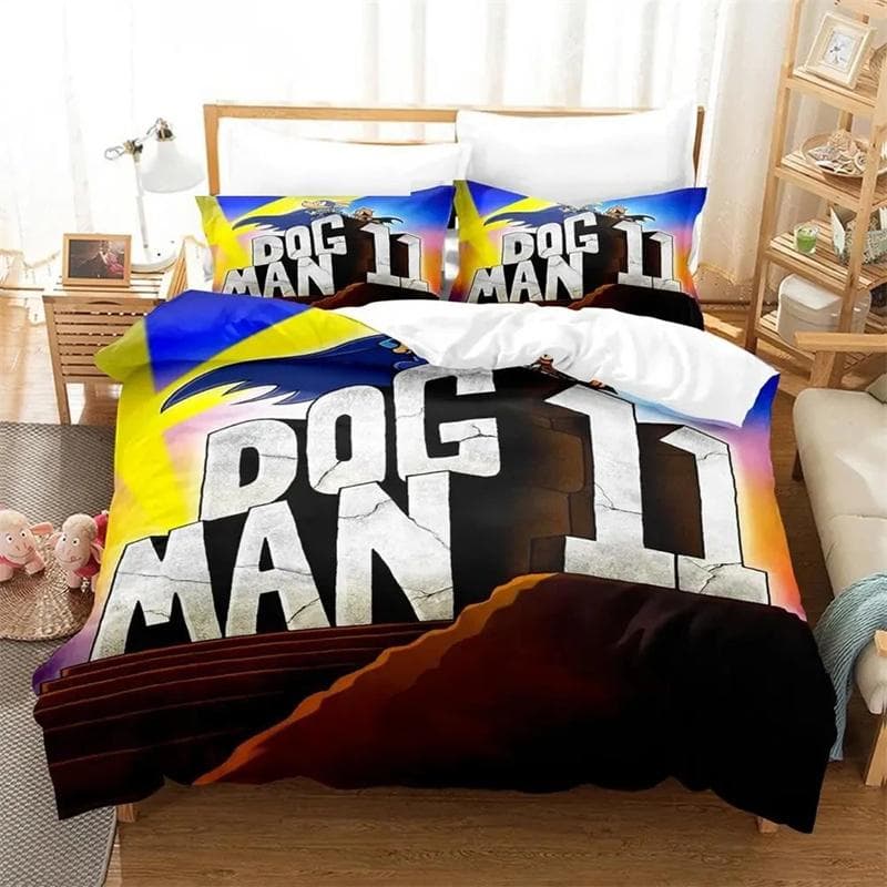 3D Print Cartoon Dog Man Bedding Set Boys Girls Twin Queen Size Duvet Cover Pillowcase Bed Kids Adult Polyester Comforter Cover 140x200cm