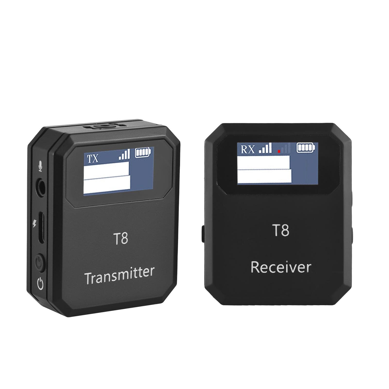 2.4G Wireless Microphone System Lavalier Microphone Transmitter Receiver Built-in Noise Reduction black