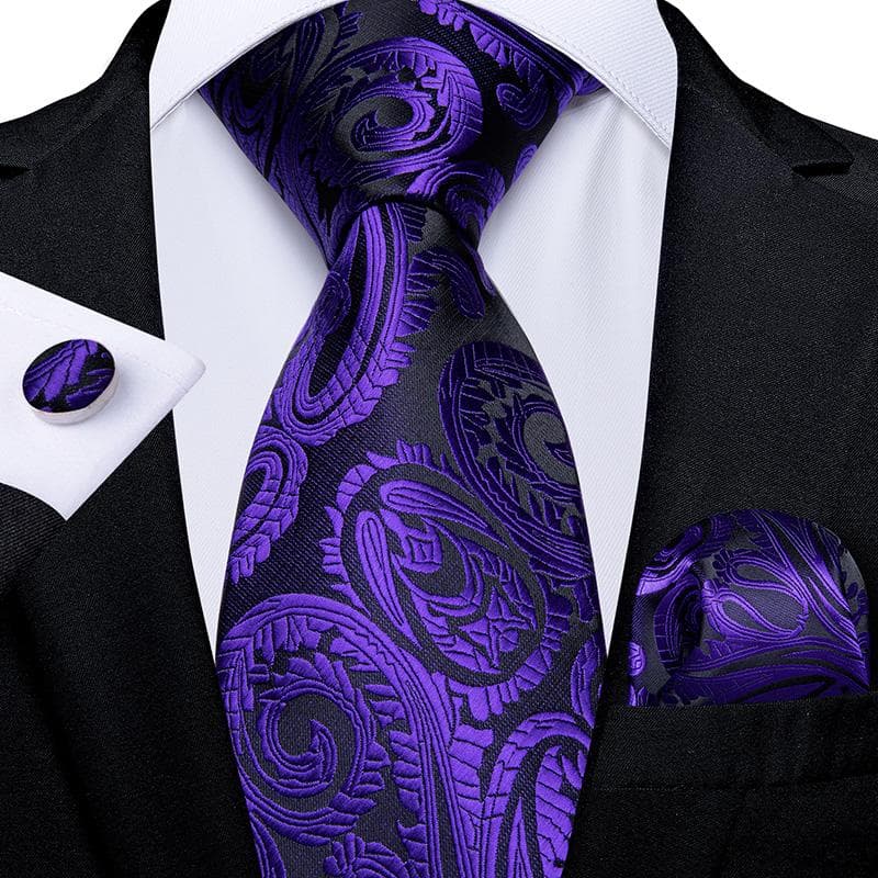 Luxury Mens Necktie Set Business Tie Silk Hanky Cufflinks Set N-7421