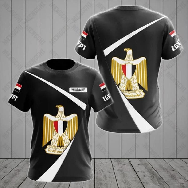 Egypt Flag & Coat of Arms Graphic Tee Summer Casual Pullover Men's Fashion O-neck T-shirts Boys Oversized Short Sleeve Tops XL