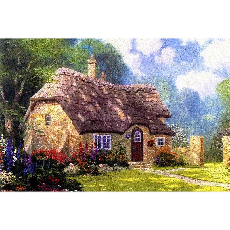 Diamond Painting Cross Stitch Rural House Diamond Mosaic Landscape Embroidery 20X30CM
