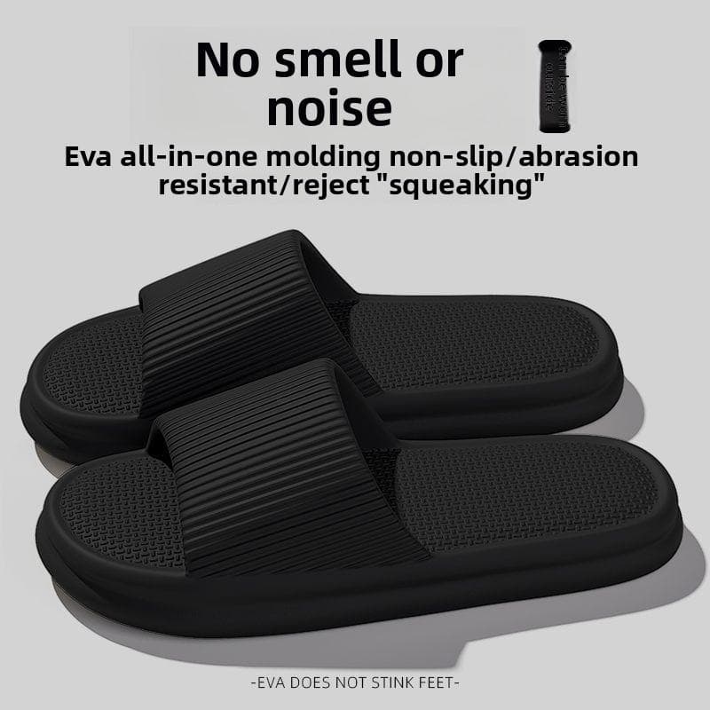 Women Summer Concise EVA Slippers Men Soft Home Slides Couples Bathroom Non-slip Sandals Adults Comfortable Outdoor Beach Shoes 40-41 black