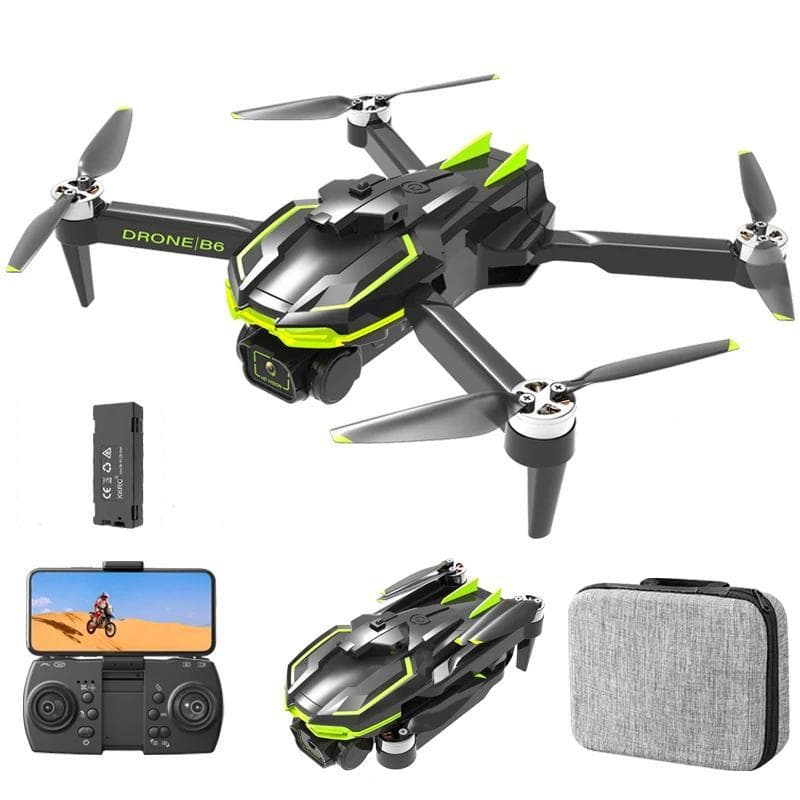 B6 Race Drone Brushless Motor ESC Dual Camera Professional Aerial Photography WIFI FPV GPS Obstacle Avoidance Four-Axis Rc Quadcopter Toy Gift 8K GPS 1 battery black