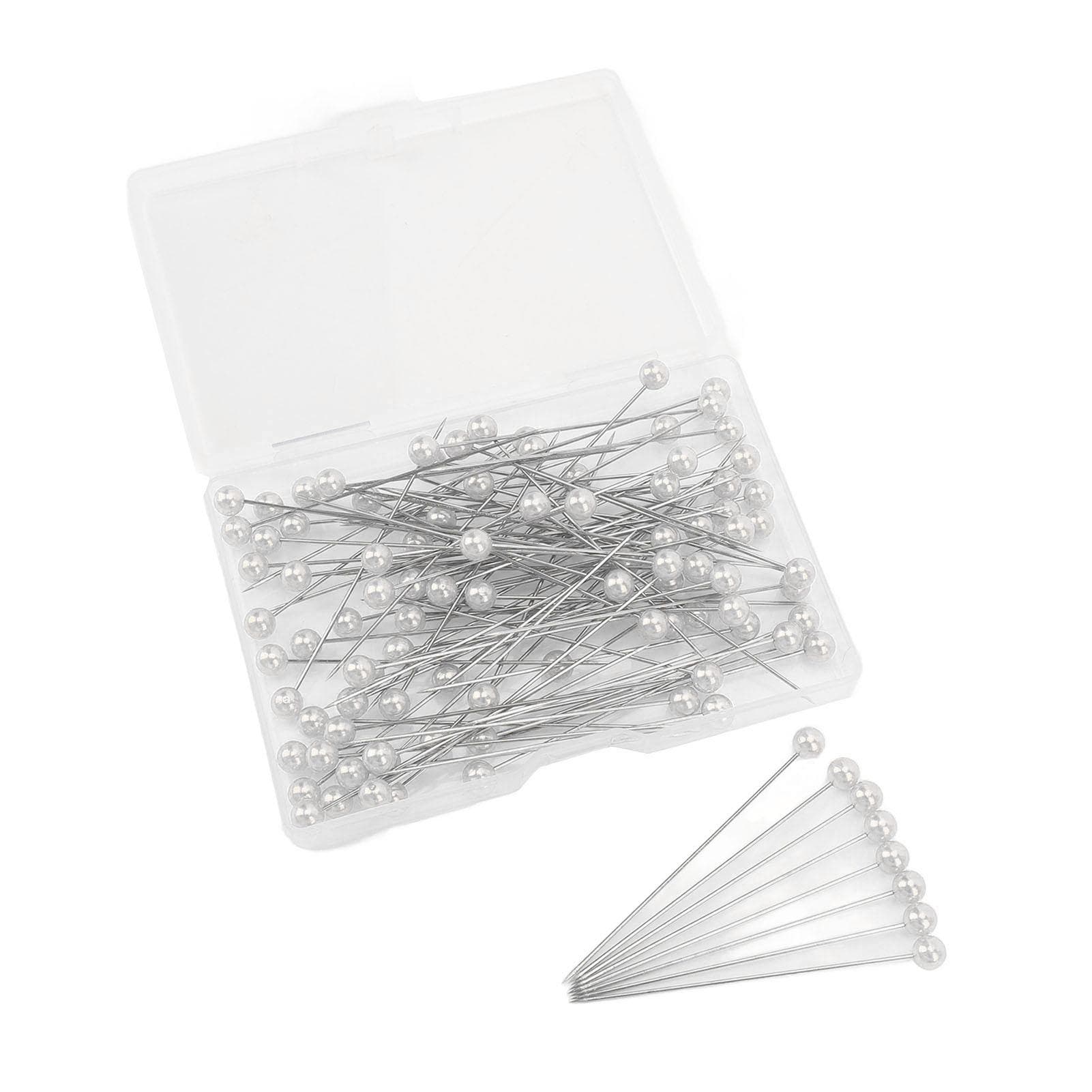 100Pcs Pearlized Ball Head Pins Sewing Quilting Straight for Bouquets Floral Fabric White white