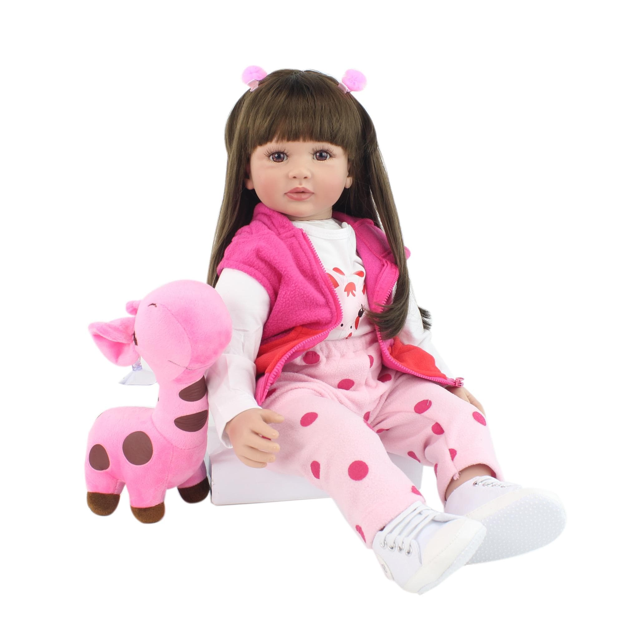 BZDOLL 60cm Reborn Toddler Doll 24inch Soft Silicone Vinyl Princess Baby Alive Girl Lovely Child Birthday Gift Toys 60cm Doll, Brown eyes