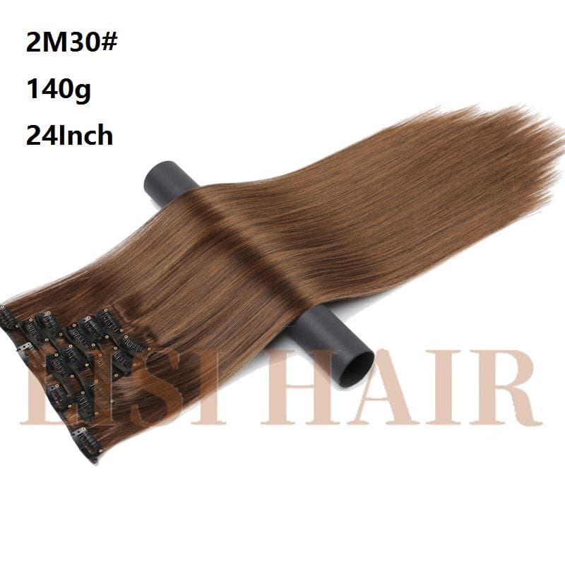 Hair Extension Synthetic Straight Hair Clips For Women Pure Color 150g High Temperature Fiber