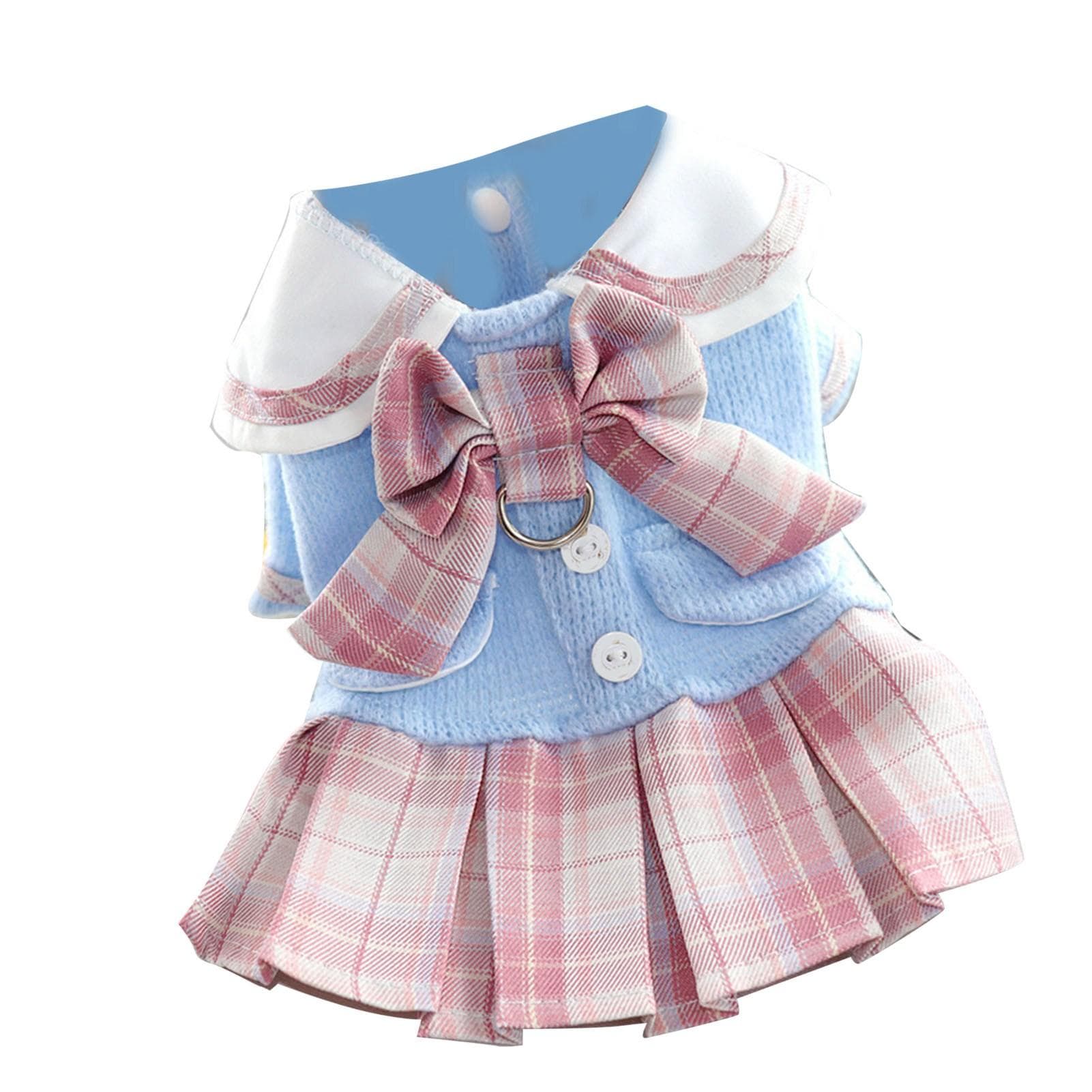 JK Plaid Dog Dress Puppy Skirt Doggy Party Costumes Doggie Clothes for Bichon Frise Pomeranian L(for 6.5-9kg)