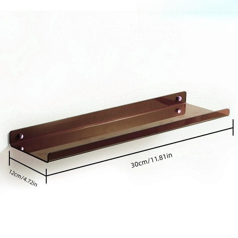 Color Acryl Wall Mounted Type Storage Rack Modern Bathroom Living Room Shelves Free Punching Wall Shelf Home Accessories 30cm x 12cm brown