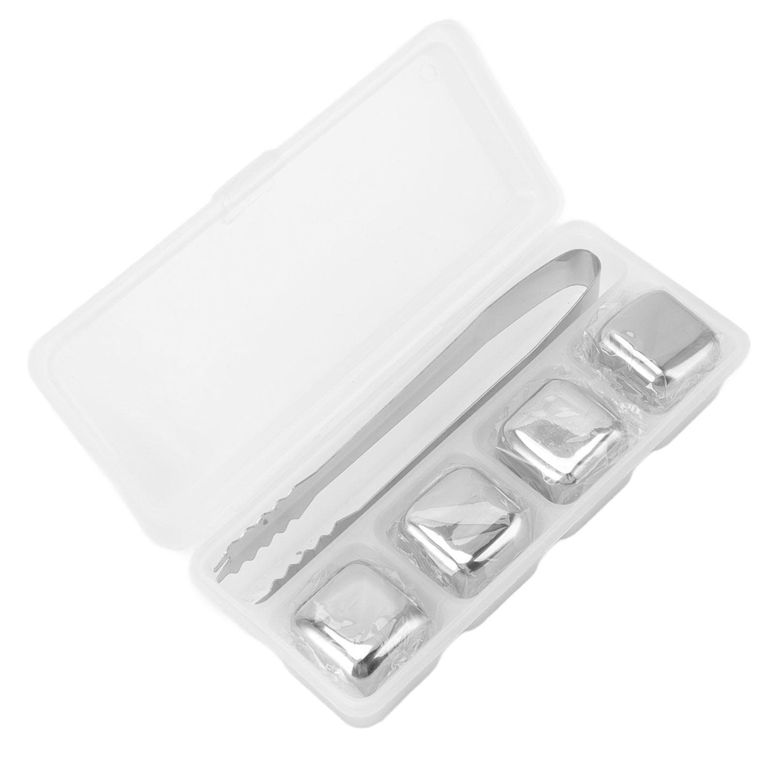 4Pcs Stainless Steel Ice Cubes Reuseable Polishing Beverage Chilling Stones for Kitchen Restaurant