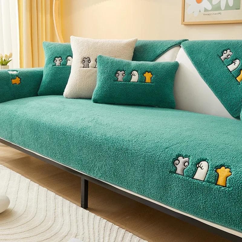 Lamb's wool winter sofa cushion non-slip sitting cushion sub sofa cover cover sofa towel combination A 70x70cm 1pc