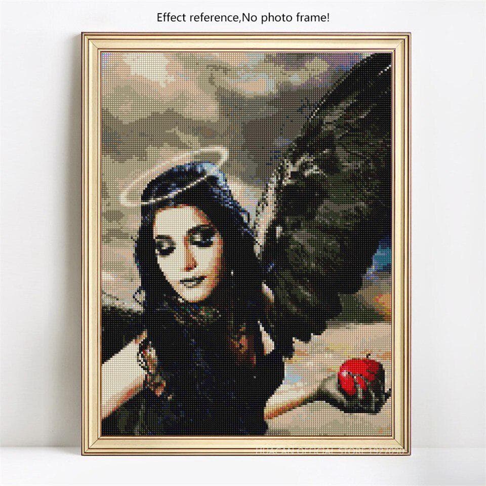 Cross Stitch Rhinestones Portrait 5D DIY Diamond Painting Woman Mosaic Full Round Diamond Embroidery 20X30CM