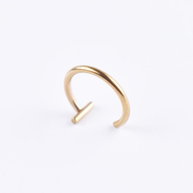 Men Women Trendy Titanium Steel Punk Clip On Fake Piercing Ear Nose Lip Rings Unisex Nose Ring Women Septum Body Jewelry 1.0*8mm gold