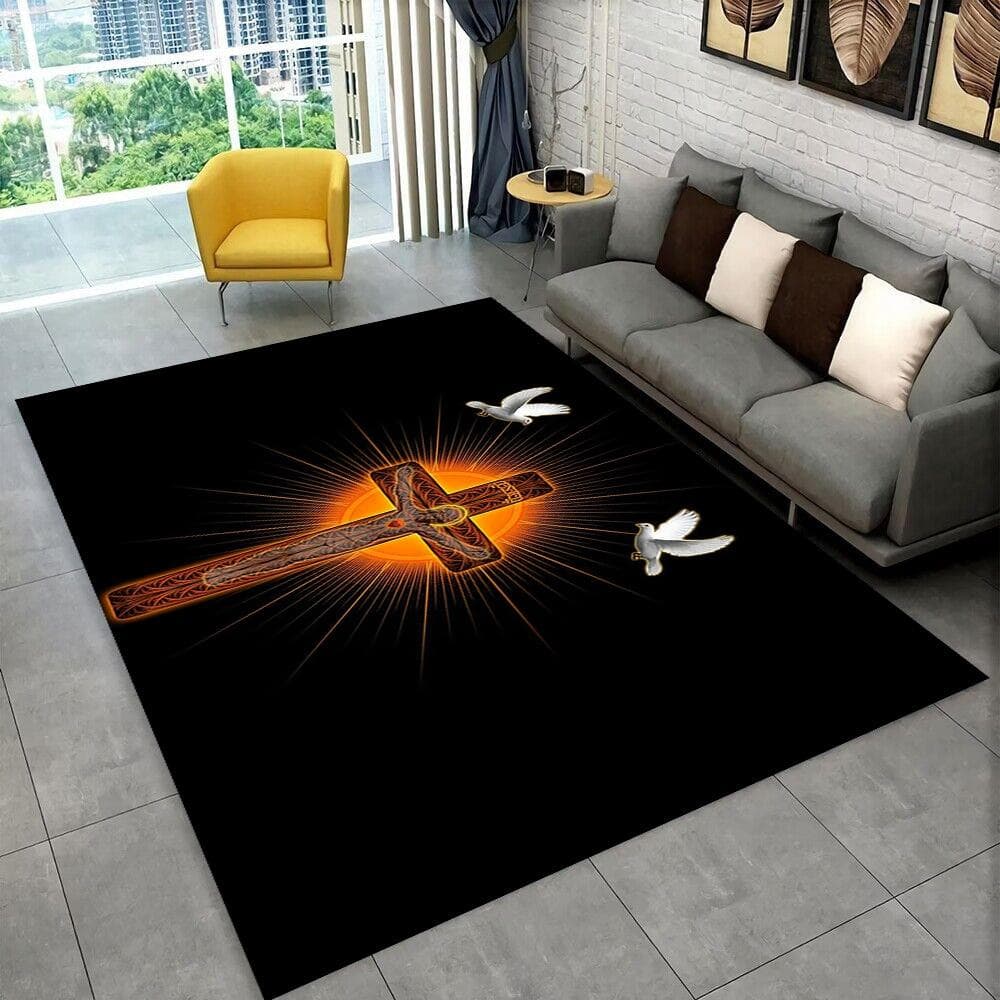 Holy Bible Cross Jesus Pray Area Rug,Carpet Rug for Home Living Room Bedroom Sofa Doormat Decor,kid Play Non-slip Floor Mat Gift 100cm x 120cm