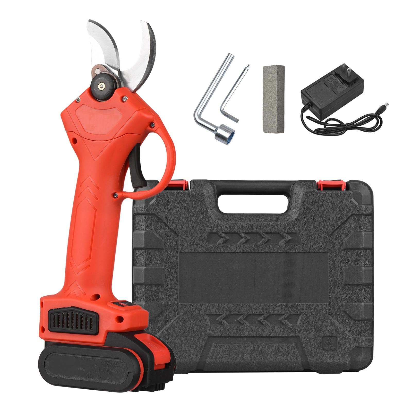 48V Cordless Electric Pruning Shears Portable Garden Shears Tree Trimmer Branch Cutter with Lithium US Plug red