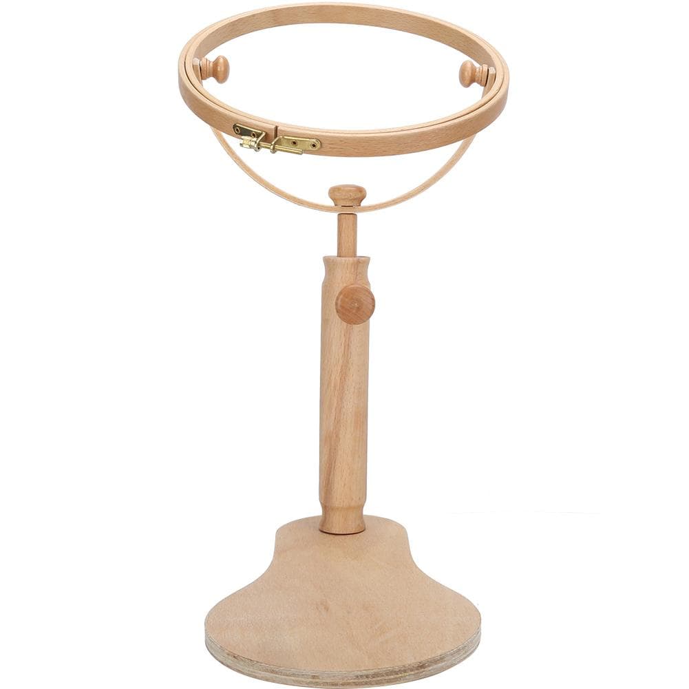 Round Embroidery Frame Hoop Stand Holder Portable Wood Cross Stitch Supplies