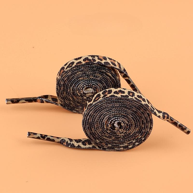 Leopard Fashion Colorful Shoelaces Creative Unisex Flat Canvas Sneakers Shoes Laces Shoes Strings beige
