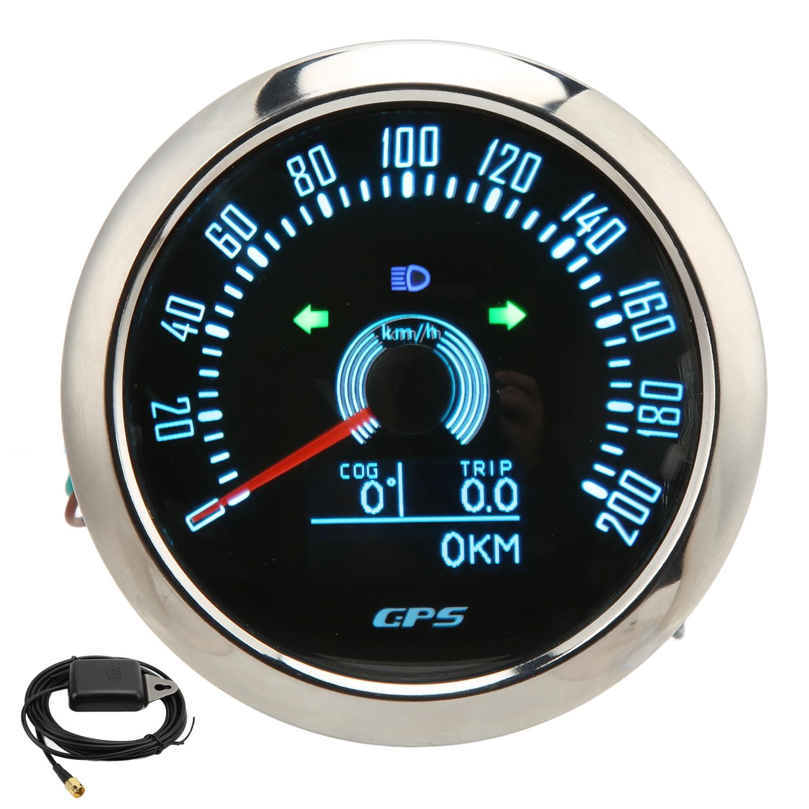 85mm GPS Speedometer with Turn Signal Light 0?200KMH Adjustable 7 Color Backlit for Car RV