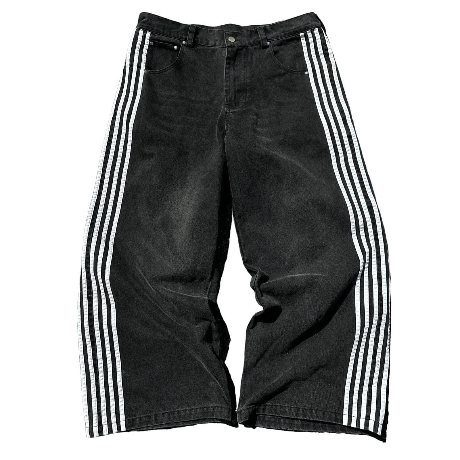 Retro Street Striped Jeans Harajuku Style Casual Wide-leg Pants Straight-leg Mopping Pants XL
