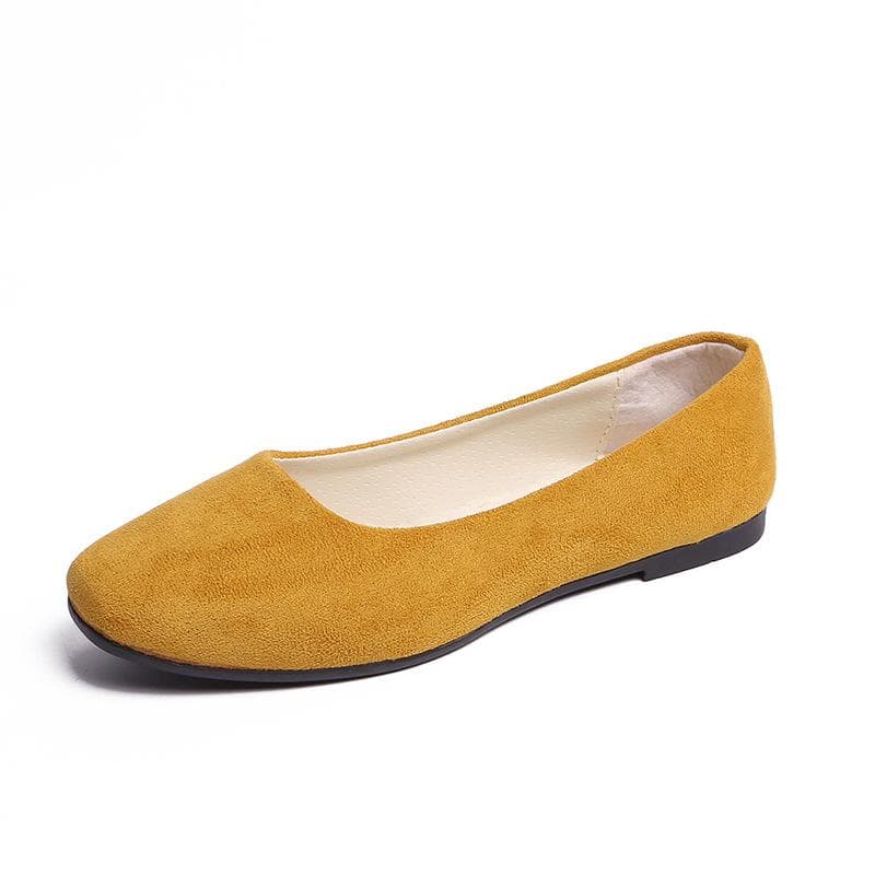 Women Girls Solid Plus Size Slip On Flat Shallow Comfort Casual Single Shoes 19 Colour 38 yellow