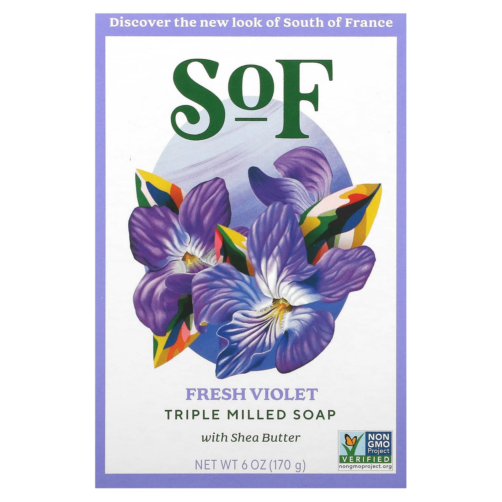 SoF, Triple Milled Soap Bar, with Shea Butter, Fresh Violet, 6 oz (170 g)