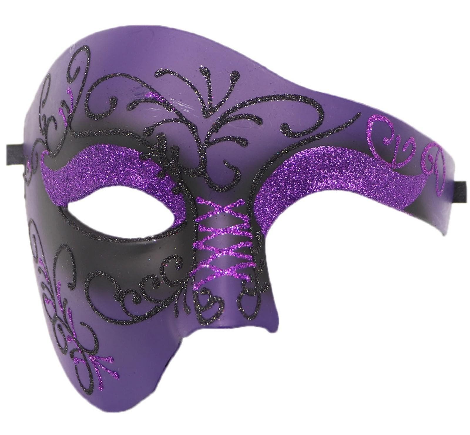 Masquerade Mask Vintage Phantom Of The Opera One Eyed Half Face Costume One Size purple