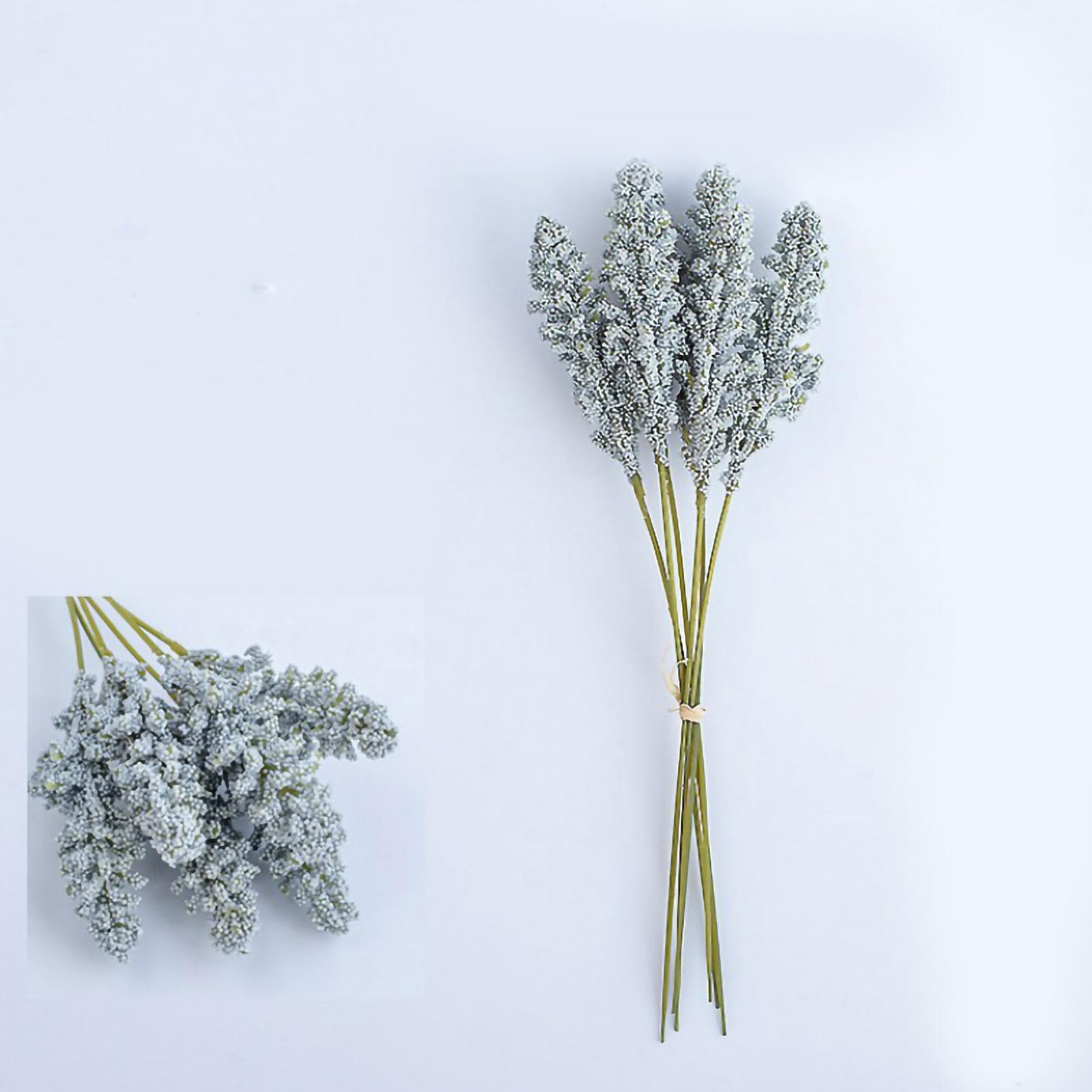 6pcs Artificial Lavender Floral Fake Lavender Plant Bouquets for Farmhouse Home Decoration Blue blue