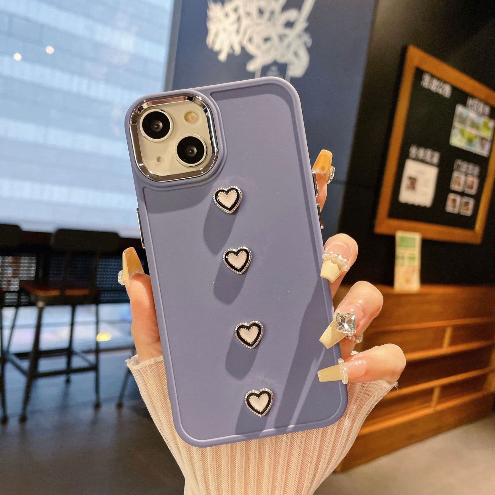 Suitable for Apple 14PROMAX Metal Photo Frame Love Solid Color Fashion Phone Case IPhone 16/15 Mobile Phone iPhone16PROMAX
