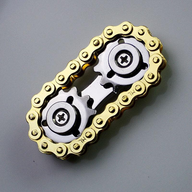 Fingertip Gyro Chains Flywheel Sprockets Stainless Steel Anxiety Relief Decompression Metal Toy Gear Sprocket Road Spinner golden