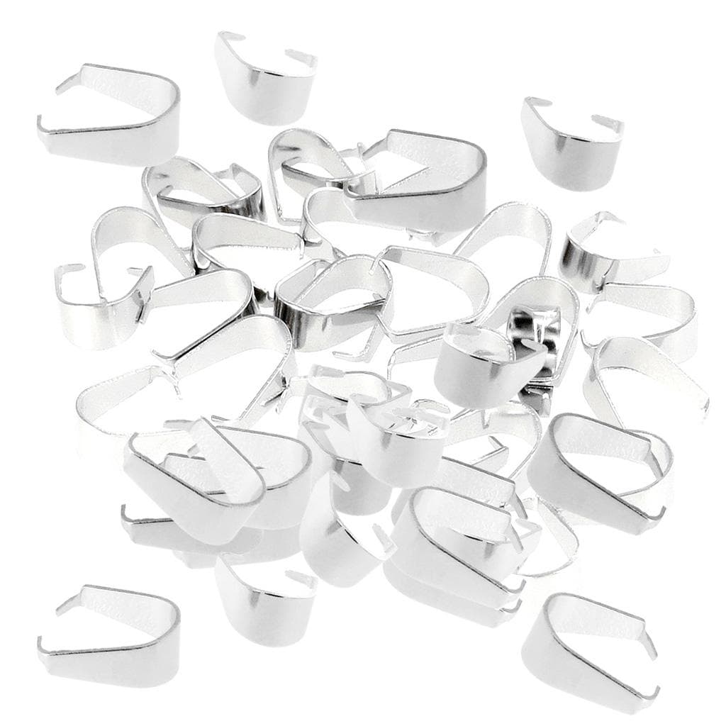 100 Pieces Silver Pendant Pinch Bails Connector Clasps Jewelry DIY Findings 9 x 4mm silver