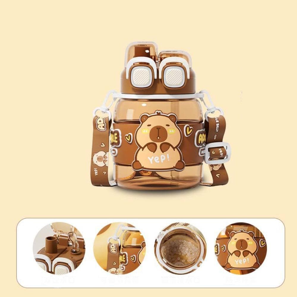 Plastic Water Bottle Cartoon Capybara Outdoor Beverage Cup Kawaii Straw Cup 03-760ml