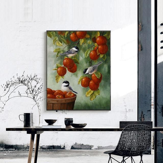 DIY Birds Scenery Painting Round Rhinestone Diamond Embroidery Handicraft Mosaic Cross Stitch 20X30