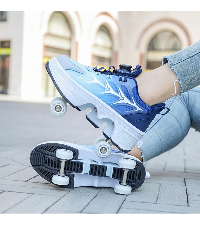 Deformed Runaway Shoes Four-wheel Boys and Girls Two-wheel Row Children with Roller Skating Adult Pulley Sports Shoes Can Be Retracted 35