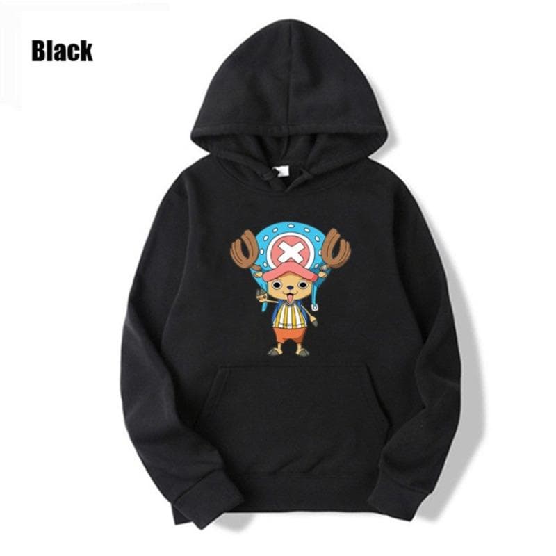 Anime One Piece Tony Tony Chopper Printed Hoodie Men Women Anime Hoodie Long Sleeve Fleece Pullovers Autumn Winter Sweatshirt 3XL black