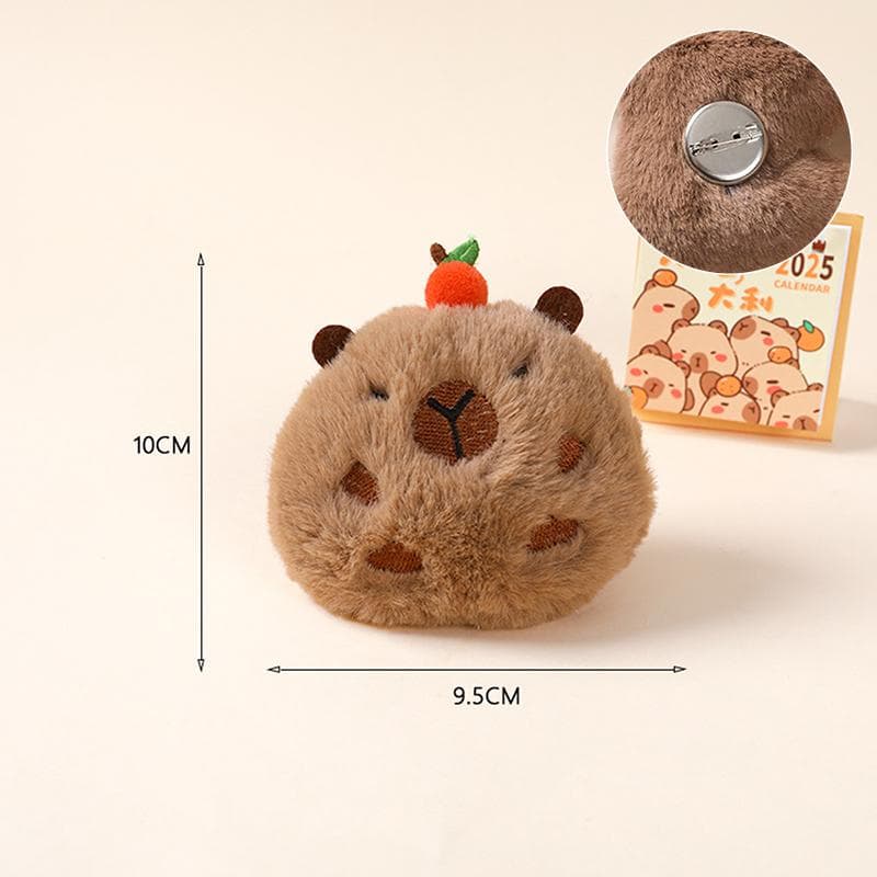 Cute Capybara Animal Plush Doll Brooch Fluffy Soft Stuffed Clothes Badge Pins Backpacks Decoration Accessories