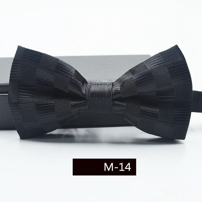 Striped Formal Satin Bow Tie Wedding Classic Adjustable Neckties Fashion Men 6*11cm black
