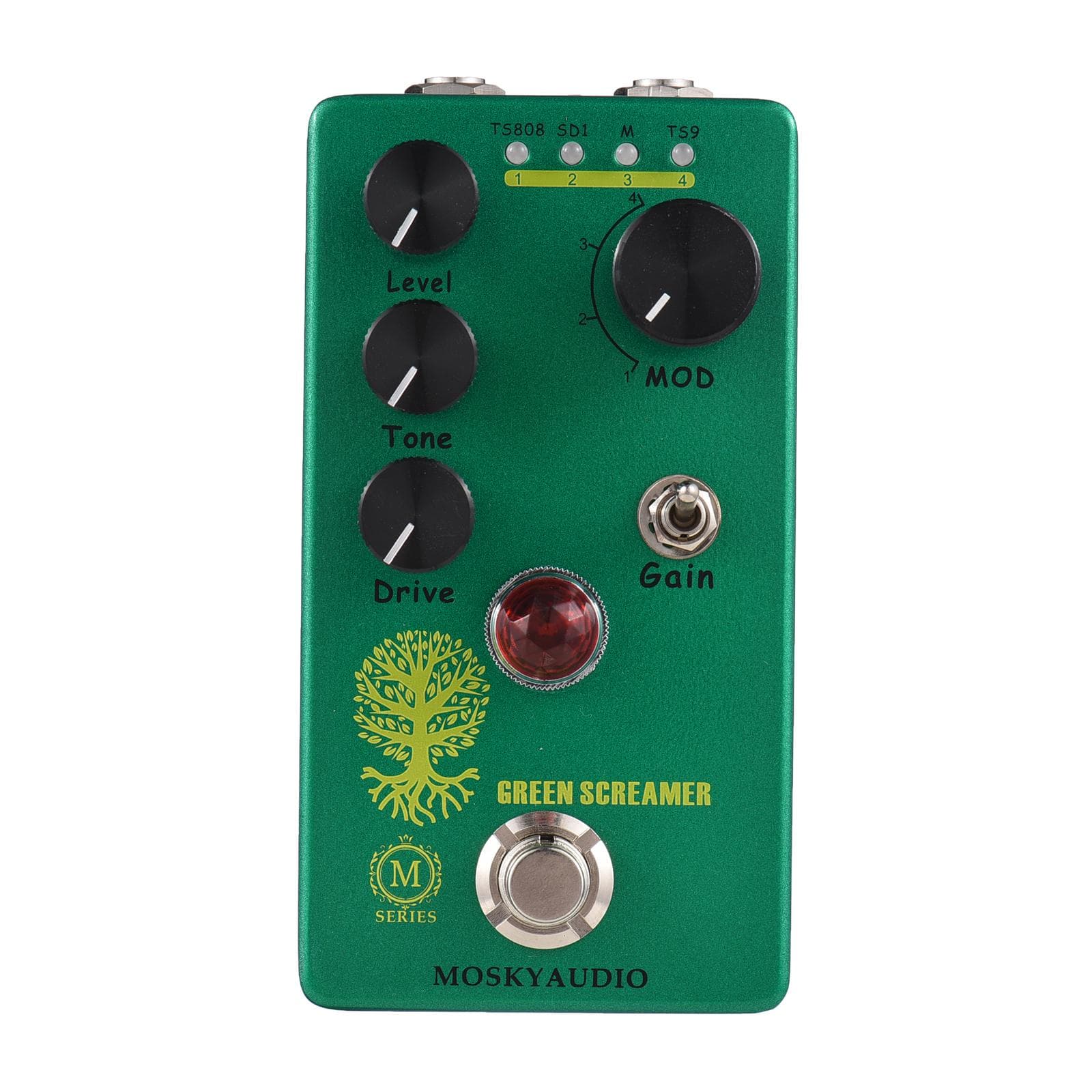 MOSKYAudio Booster/Overdrive Guitar Effect Pedal 4 Mode Switch & Level/Tone/Drive Controls Compact green