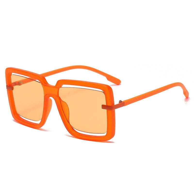 Vintage Brand Big Frame Square Hollow Women Sunglasses Punk Luxury Candy Shade UV400 Protection as picture