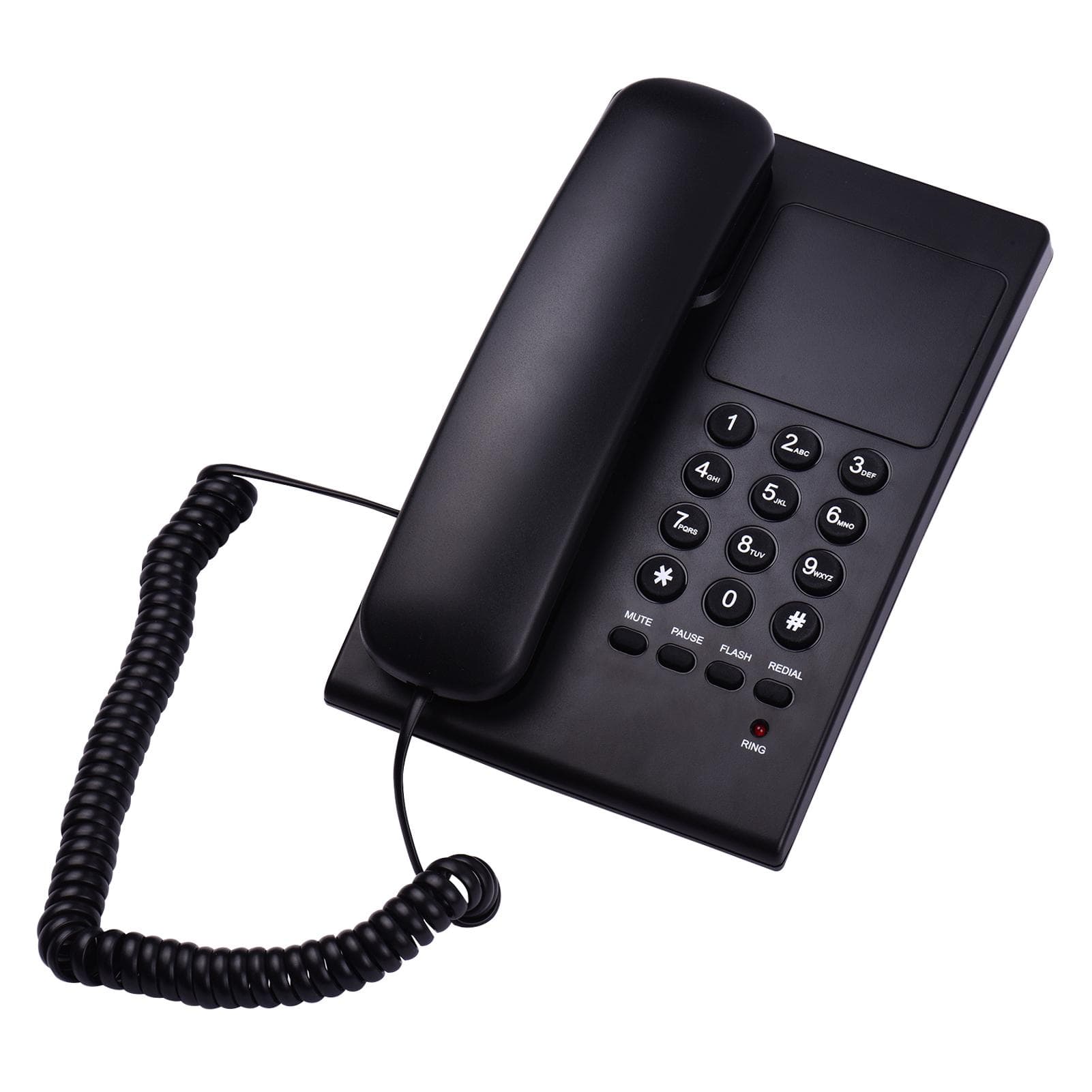 Black Corded Phone Desk Landline Phone Wall Mountable Telephone Support Ringer/Handset Receive black