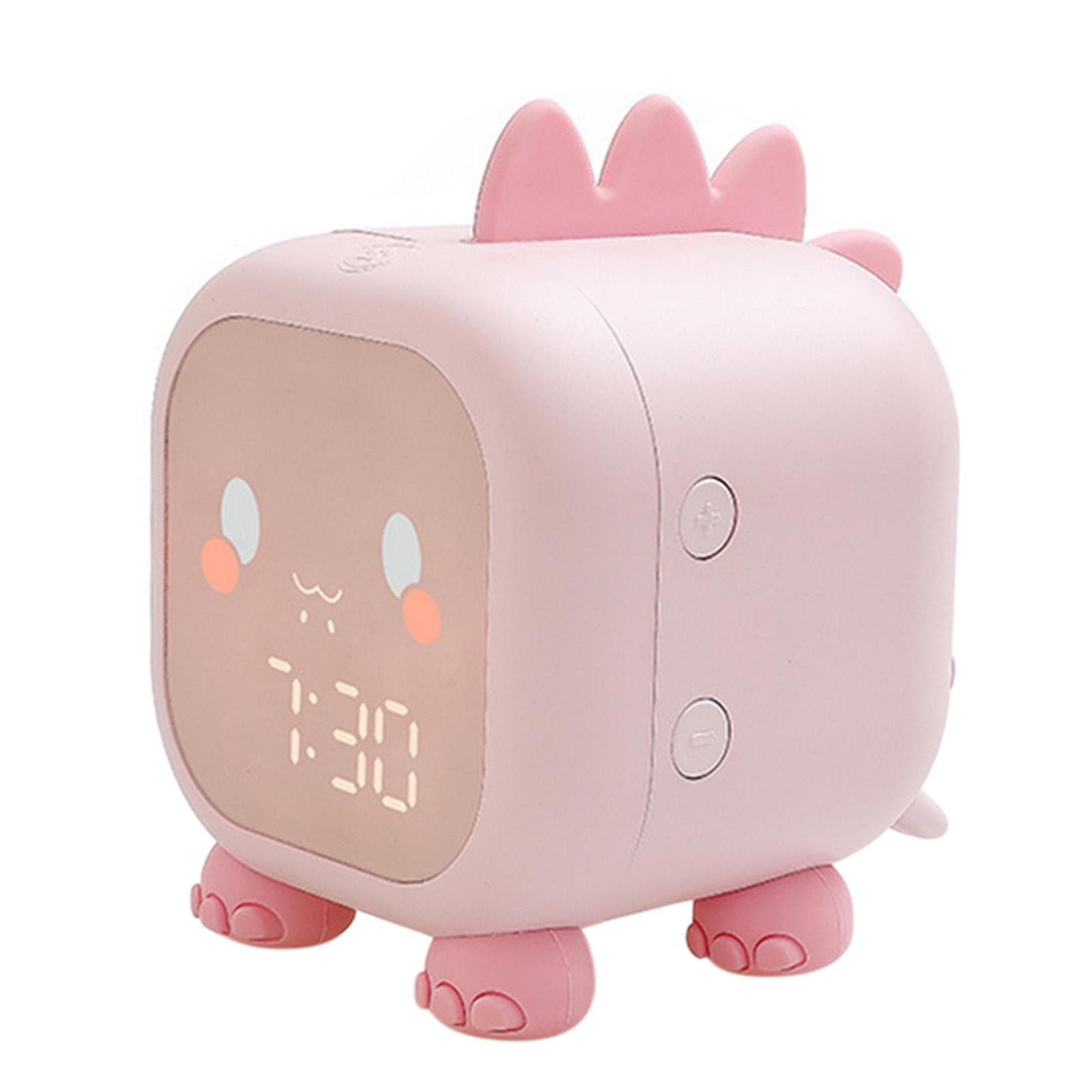 Kids Digital Alarm Clock Night Lights Sleep Trainier 2 Alarms 6 Ringtones Time Temperature Display pink