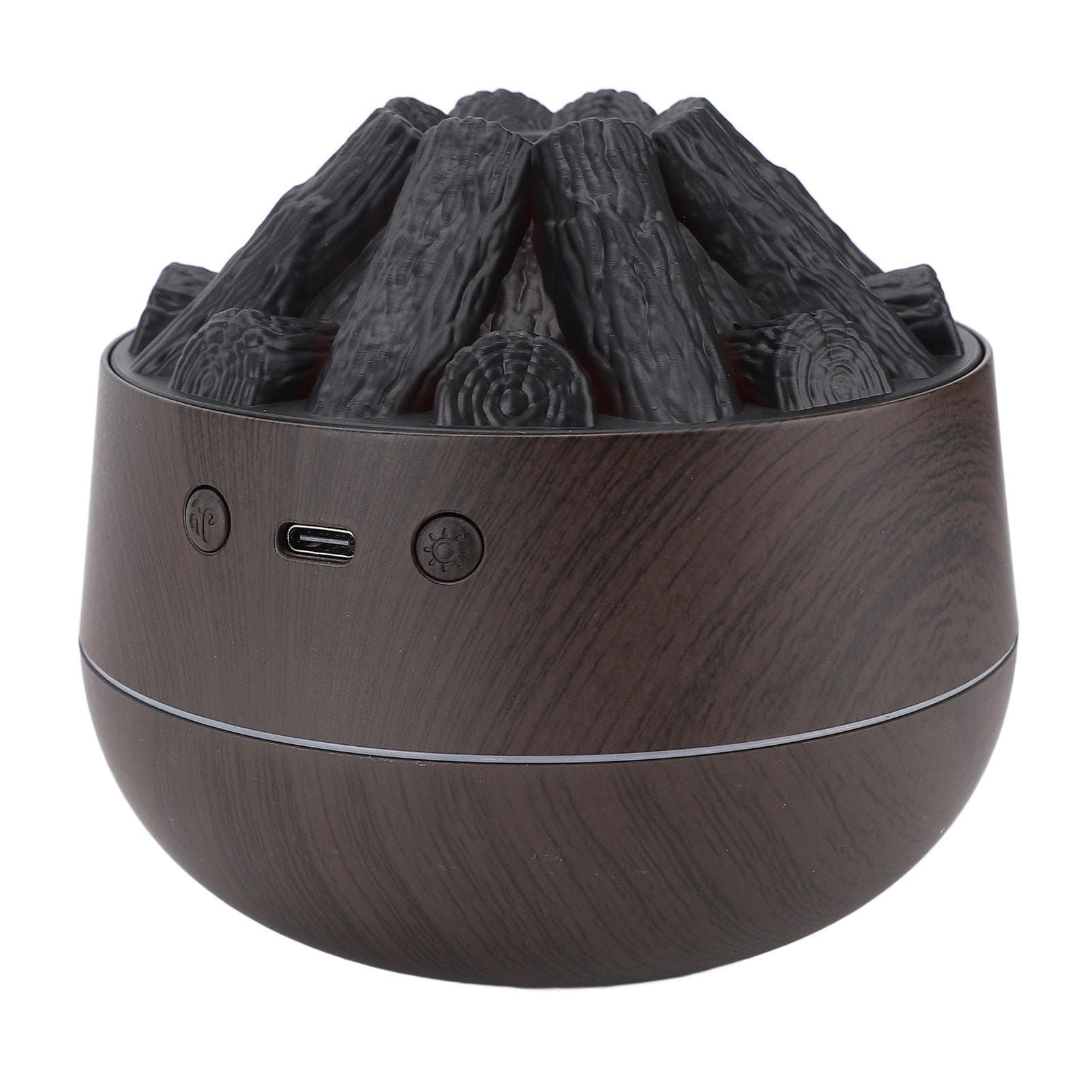 Mini Humidifier Simulated Charcoal Fire Portable USB Desktop Personal Humidifier 300 ML Dark Wood