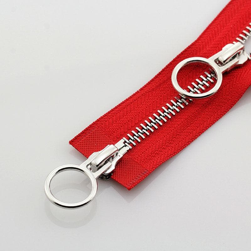 5# 70/90cm Double Circle Sliders Metal Open Tail Auto Lock Zipper For Long Down Jacket Coat DIY Sewing Handcraft Accessories 70cm red