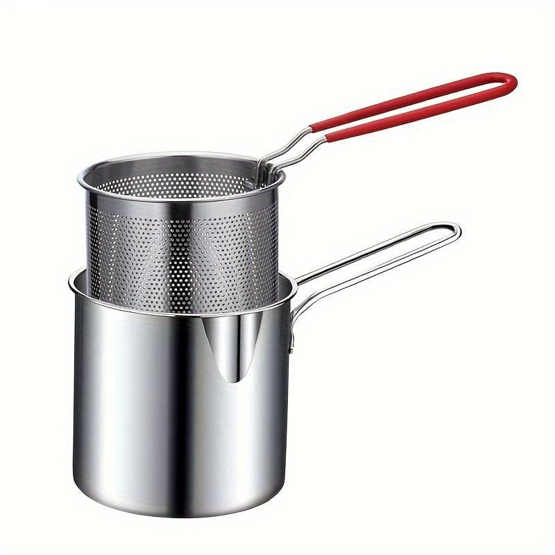 1PC Stainless Steel Deep Fryer With Frying Basket Multifunctional Small Pot Kitchen Specific Frying Chicken And Other Cooking ToolsS