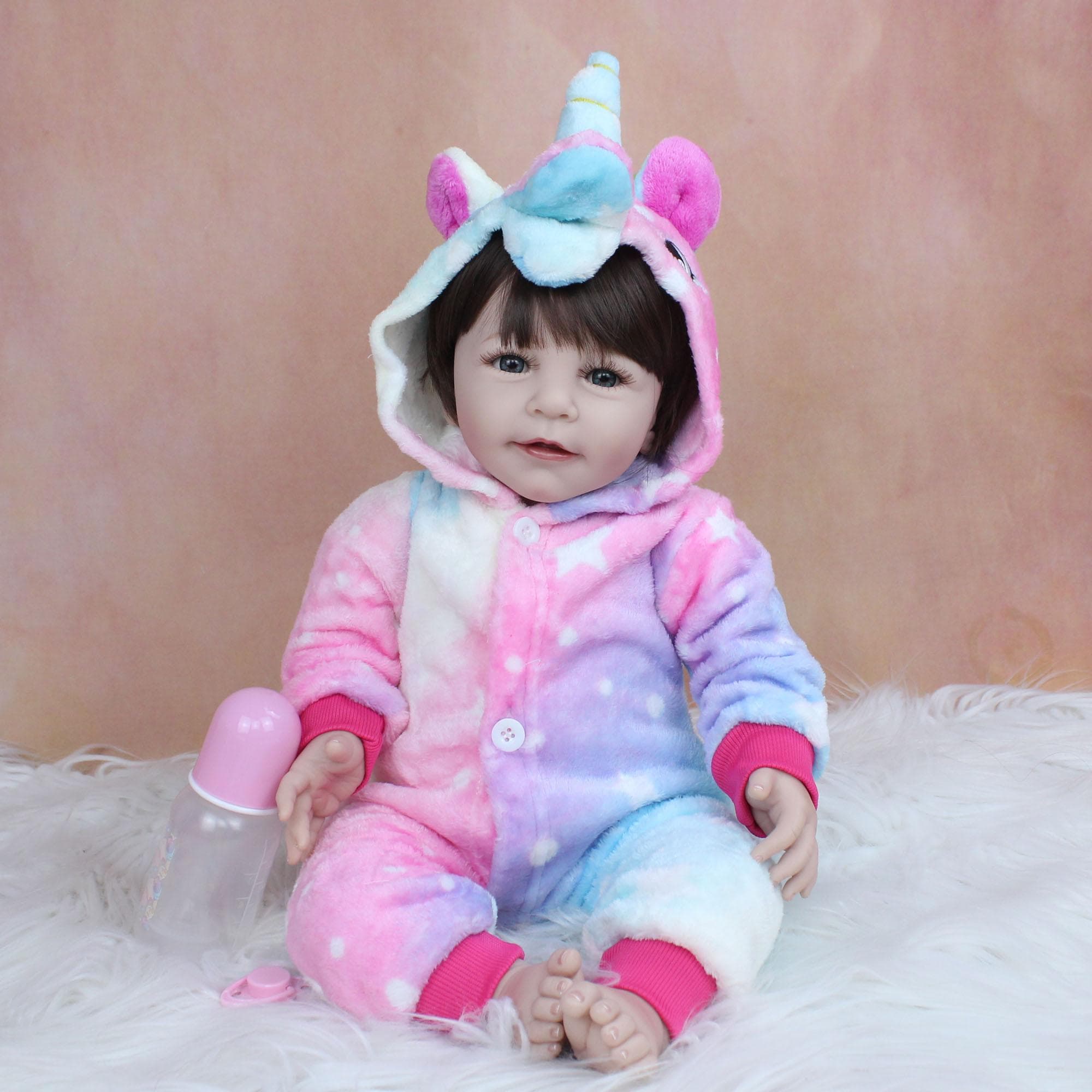 BZDOLL 55CM Soft Silicone Reborn Baby Doll Toy For Girl Cloth Body 22 Inch Lisa Princess Toddler Dress Up Play House Birthday Gift Blue eyes, 55cm Doll